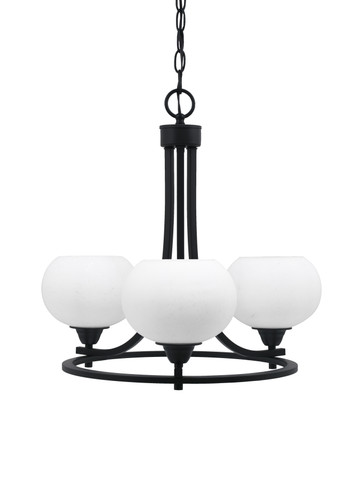 Paramount Uplight, 3 Light, Chandelier In Matte Black Finish With 7" White Muslin Glass (3403-MB-212)