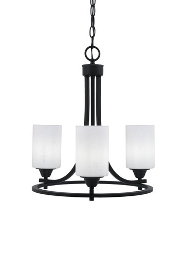 Paramount Uplight, 3 Light, Chandelier In Matte Black Finish With 4" White Muslin Glass (3403-MB-310)