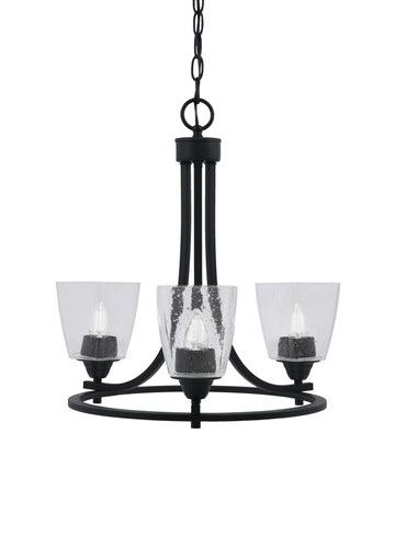 Paramount Uplight, 3 Light, Chandelier In Matte Black Finish With 4.5" Clear Bubble Glass (3403-MB-461)
