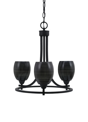 Paramount Uplight, 3 Light, Chandelier In Matte Black Finish With 5" Black Matrix Glass (3403-MB-4029)