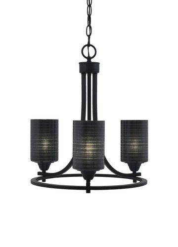 Paramount Uplight, 3 Light, Chandelier In Matte Black Finish With 4" Black Matrix Glass (3403-MB-4069)