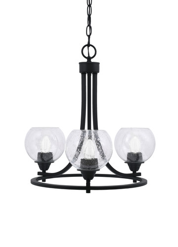Paramount Uplight, 3 Light, Chandelier In Matte Black Finish With 5.75" Clear Bubble Glass (3403-MB-4100)