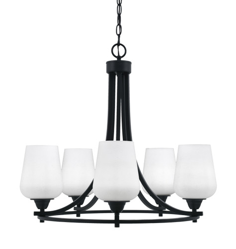 Paramount Uplight, 5 Light, Chandelier In Matte Black Finish With 5" White Muslin Glass (3405-MB-211)