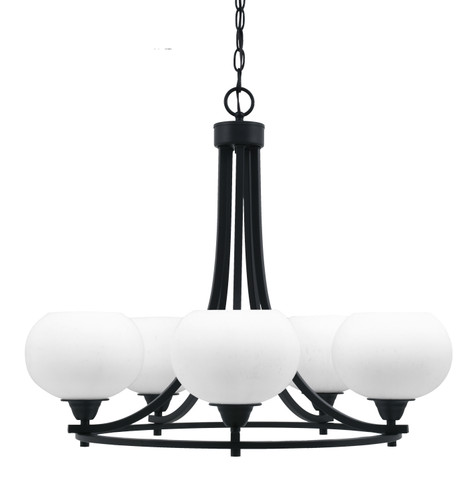 Paramount Uplight, 5 Light, Chandelier In Matte Black Finish With 7" White Muslin Glass (3405-MB-212)
