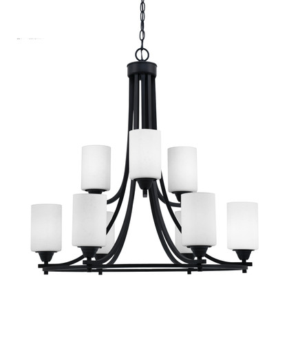 Paramount Uplight, 9 Light, Chandelier In Matte Black Finish With 4" White Muslin Glass (3409-MB-310)