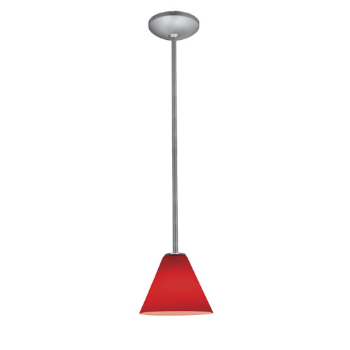 Martini Brushed Steel Pendant (28004-1R-BS/RED)