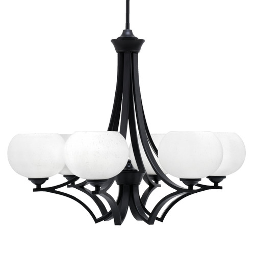 Zilo Uplight, 6 Light, Chandelier In Matte Black Finish With 7" White Muslin Glass (566-MB-212)