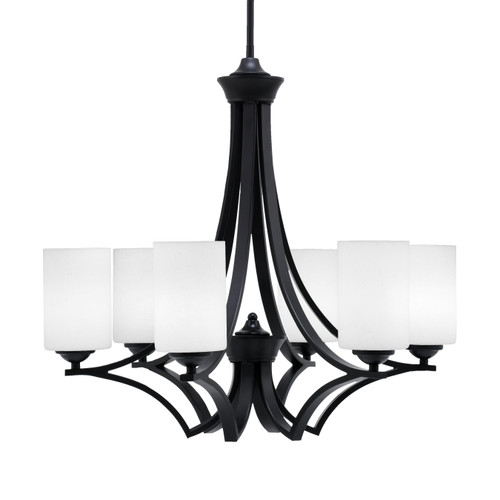 Zilo Uplight, 6 Light, Chandelier In Matte Black Finish With 4" White Muslin Glass (566-MB-310)