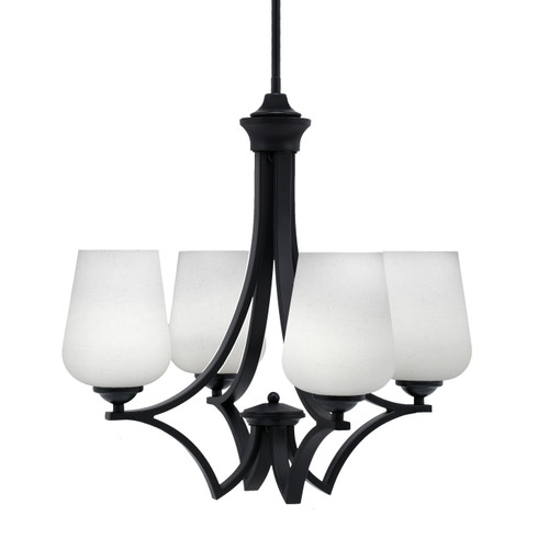 Zilo Uplight, 4 Light, Chandelier In Matte Black Finish With 5" White Muslin Glass (564-MB-211)