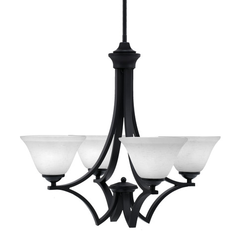 Zilo Uplight, 4 Light, Chandelier In Matte Black Finish With 7" White Muslin Glass (564-MB-311)