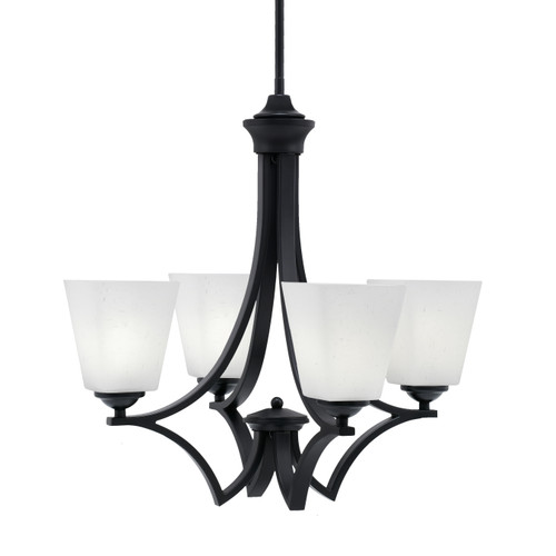 Zilo Uplight, 4 Light, Chandelier In Matte Black Finish With 4.5" White Muslin Glass (564-MB-460)
