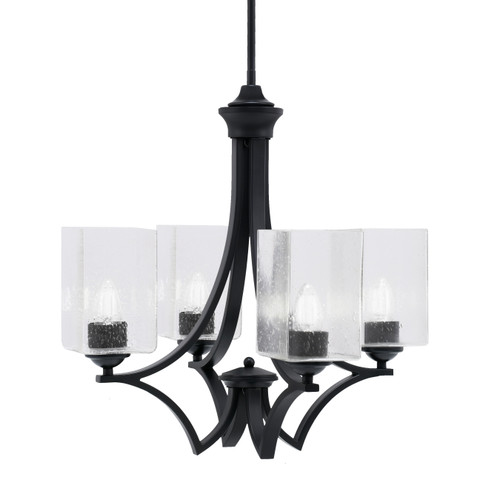Zilo Uplight, 4 Light, Chandelier In Matte Black Finish With 4" Clear Bubble Glass  (564-MB-530)