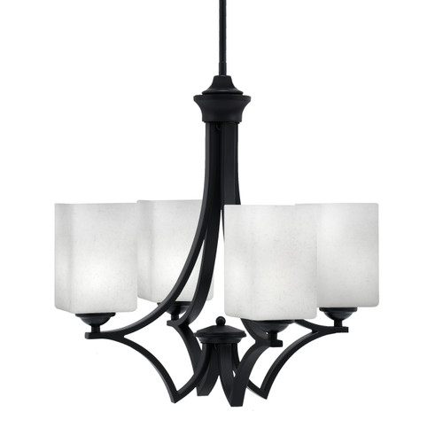 Zilo Uplight, 4 Light, Chandelier In Matte Black Finish With 4" White Muslin Glass (564-MB-531)