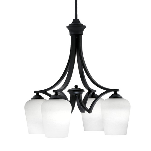 Zilo Downlight, 4 Light, Chandelier In Matte Black Finish With 5" White Muslin Glass (568-MB-211)