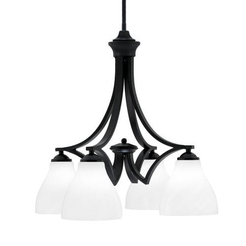 Zilo Downlight, 4 Light, Chandelier In Matte Black Finish With 6.25" White Marble Glass (568-MB-4761)