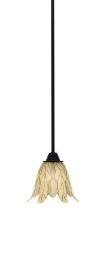 Paramount 1 Light Mini Pendant In Matte Black Finish With 7" Vanilla Leaf Glass (3401-MB-1025)
