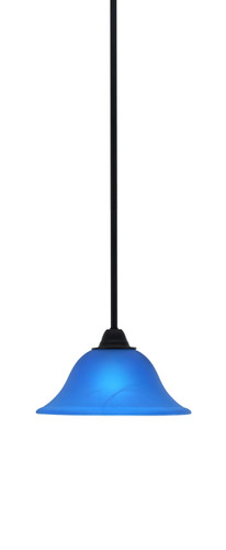 Paramount 1 Light Mini Pendant In Matte Black Finish With 10" Blue Italian Glass (3401-MB-435)