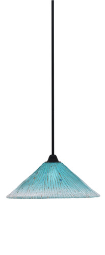 Paramount 1 Light Mini Pendant In Matte Black Finish With 16" Teal Crystal Glass (3401-MB-715)