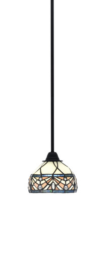 Paramount 1 Light Mini Pendant In Matte Black Finish With 7" Royal Merlot Art Glass (3401-MB-9485)