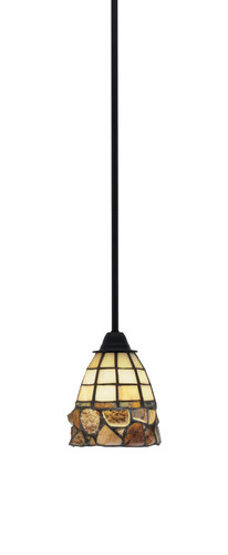Paramount 1 Light Mini Pendant In Matte Black Finish With 7" Cobblestone Art Glass (3401-MB-9735)