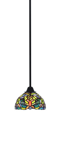 Paramount 1 Light Mini Pendant In Matte Black Finish With 7" Kaleidoscope Art Glass (3401-MB-9905)