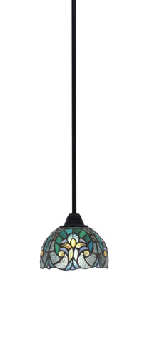 Paramount 1 Light Mini Pendant In Matte Black Finish With 7" Turquoise Cypress Art Glass (3401-MB-9925)