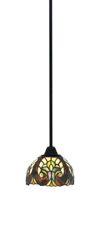 Paramount 1 Light Mini Pendant In Matte Black Finish With 7" Ivory Cypress Art Glass (3401-MB-9945)