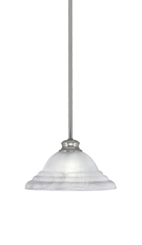 Stem Pendant With Hang Straight Swivel Shown In Brushed Nickel Finish With 12" White Alabaster Swirl Glass (72-BN-5931)