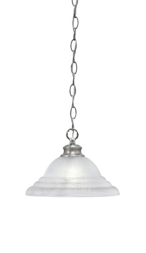 Chain Hung Pendant Shown In Brushed Nickel Finish With 12" White Alabaster Swirl Glass (92-BN-5931)