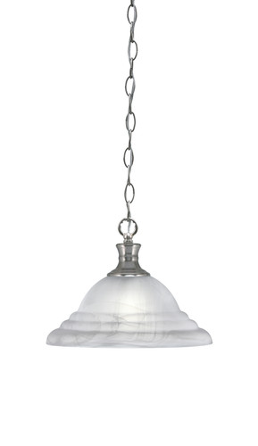 Chain Hung Pendant Shown In Brushed Nickel Finish With 12" White Alabaster Swirl Glass (96-BN-5931)