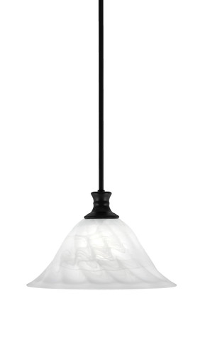 Stem Pendant With Hang Straight Swivel Shown In Matte Black Finish With 14" White Alabaster Swirl Glass (76-MB-5731)