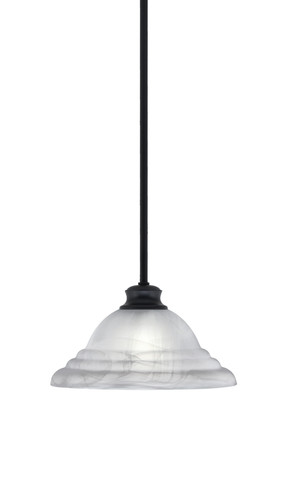 Stem Pendant With Hang Straight Swivel Shown In Matte Black Finish With 12" White Alabaster Swirl Glass (72-MB-5931)