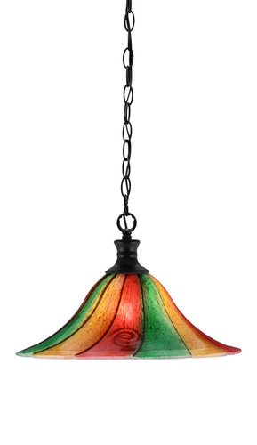 Chain Hung Pendant Shown In Matte Black Finish With 16" Mardi Gras Glass (96-MB-767)