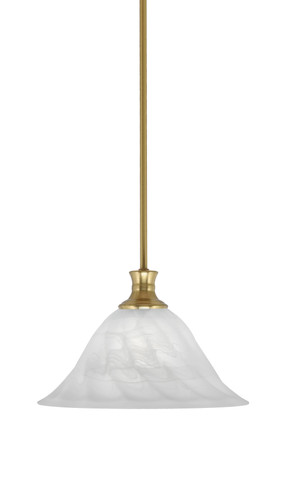 Stem Pendant With Hang Straight Swivel Shown In New Age Brass Finish With 14" White Alabaster Swirl Glass (76-NAB-5731)