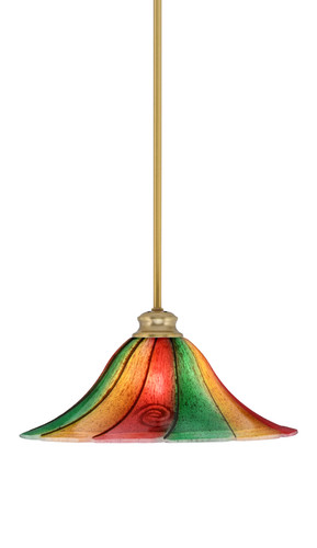 Stem Pendant With Hang Straight Swivel Shown In New Age Brass Finish With 16" Mardi Gras Glass (72-NAB-767)