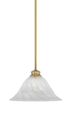 Stem Pendant With Hang Straight Swivel Shown In New Age Brass Finish With 14" White Alabaster Swirl Glass (72-NAB-5731)