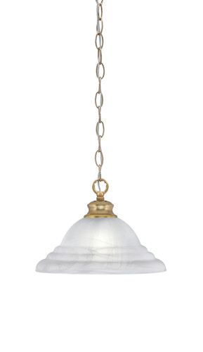 Chain Hung Pendant Shown In New Age Brass Finish With 12" White Alabaster Swirl Glass (92-NAB-5931)
