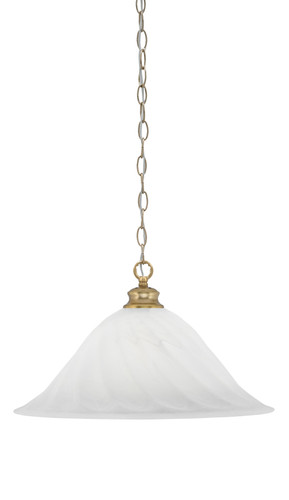 Chain Hung Pendant Shown In New Age Brass Finish With 20" White Alabaster Swirl Glass (92-NAB-5781)