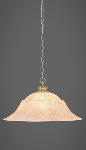 Chain Hung Pendant Shown In New Age Brass Finish With 20" Italian Marble Glass  (92-NAB-53818)