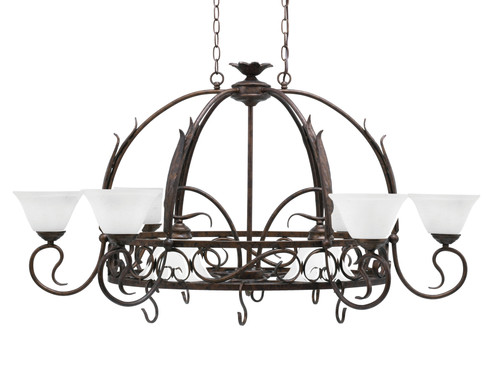 Leaf 8 Light Pot Rack With 8 Hook Shown In Bronze Finish With 7" White Muslin Glass (216-BRZ-311)