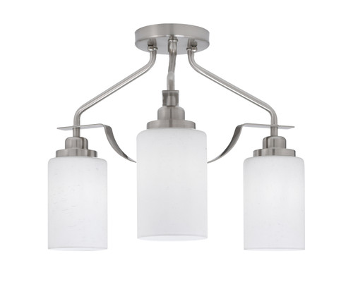 Odyssey 3 Light Semi Flush Mount In Brushed Nickel Finish With 4" White Muslin Glass (2607-BN-310)