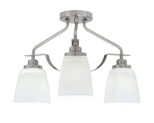 Odyssey 3 Light Semi Flush Mount In Brushed Nickel Finish With 4.5" White Muslin Glass (2607-BN-460)