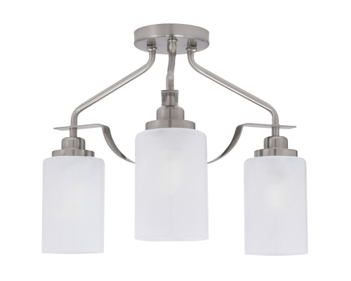 Odyssey 3 Light Semi Flush Mount In Brushed Nickel Finish With 4" White Marble Glass (2607-BN-3001)