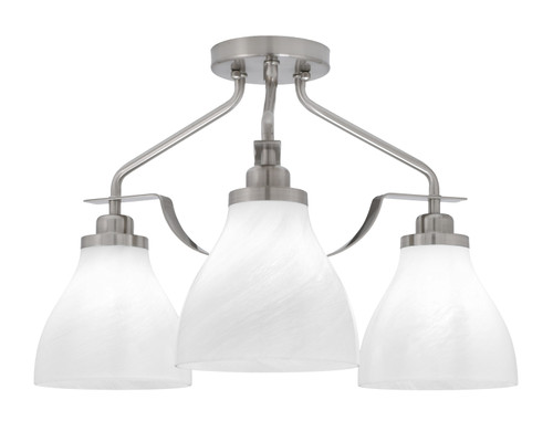 Odyssey 3 Light Semi Flush Mount In Brushed Nickel Finish With 6.25" White Marble Glass (2607-BN-4761)
