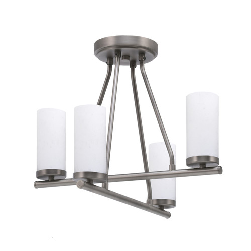 Trinity 4 Light Semi-Flush Shown In Graphite Finish With 2.5" White Muslin Glass (2807-GP-801B)