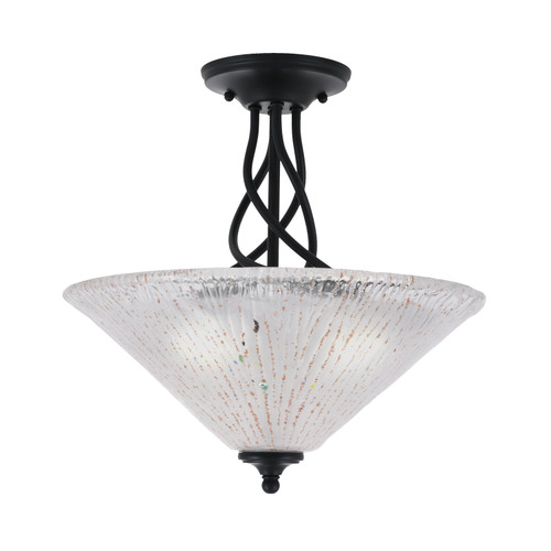 Capri 3 Bulb Semi-Flush Shown In Matte Black Finish With 16" Frosted Crystal Glass (909-MB-711)