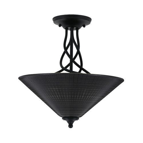 Capri 3 Bulb Semi-Flush Shown In Matte Black Finish With 16" Black Matrix Glass (909-MB-4019)