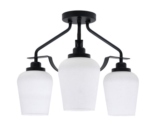 Odyssey 3 Light Semi Flush Mount In Matte Black Finish With 5" White Muslin Glass (2607-MB-211)