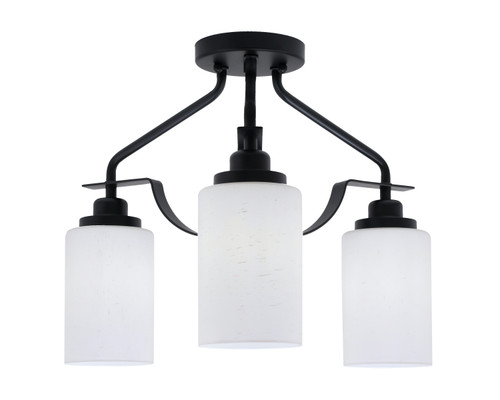 Odyssey 3 Light Semi Flush Mount In Matte Black Finish With 4" White Muslin Glass (2607-MB-310)
