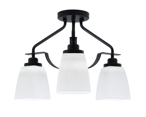 Odyssey 3 Light Semi Flush Mount In Matte Black Finish With 4.5" White Muslin Glass (2607-MB-460)